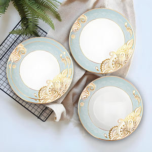 Luxuriöse <span class=keywords><strong>Royal</strong></span>-Platzteller mit Goldrand, blau-weiße Blumenteller, feines Porzellangeschirr für die Hochzeit - Product Image 6