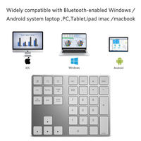Clavier numérique ABS Bluetooth, clavier numérique avec raccourcis multiples, 34 touches, clavier numérique sans fil portable et fin pour ordinateur portable
