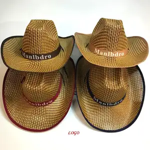 Chapeau de Cowboy à large bord pour hommes, bande personnalisée, chapeau de plage Fedora, chapeau de soleil UPF50 + chapeau de paille