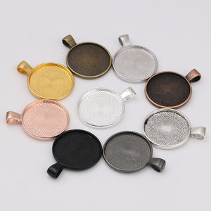 <span class=keywords><strong>25mm</strong></span> 골동품 청동 라운드 빈 보석 베젤 기본 설정 - Product Image 1