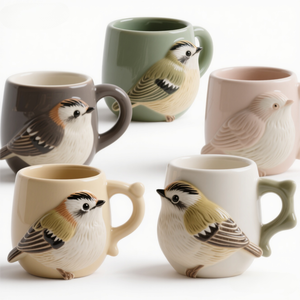 Tasses à café en céramique personnalisées en forme d'<span class=keywords><strong>oiseau</strong></span> Goldcrest, vaisselle fantaisie à thème animalier en gros pour cadeaux promotionnels et cafés – Nouveauté - Product Image 2
