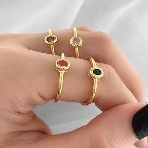 Wholesale Fashion Simple 18K Gold Plated Multicolor Cubic Zirconia <b>Adjustable</b> <b>Ring</b> Women - Product Image 5