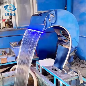 2026 Stainless Steel 304 Interior Decoration <b>Garden</b> Waterfall Blade Cascade Spillway Water <b>Feature</b> Wall With LED Light Fountain - Product Image 1