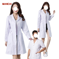 Blouse blanche unisexe à manches longues, épaisse, pour le personnel médical, uniforme d'assistant, blouse d'hôpital pour femmes