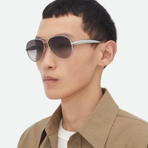 Bottega BV Timeless Teardrop Pilot Sunglasses Lightweight Metal Frame Stylish Shades for Daily Travel Driving Veneta - Product Image 2