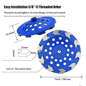 JDK 7in.x 5/8-11 Pollici Mola a tazza Abor filettata a 10 segmenti per affilatura (filettatura 5/8"-11) - Product Image 4
