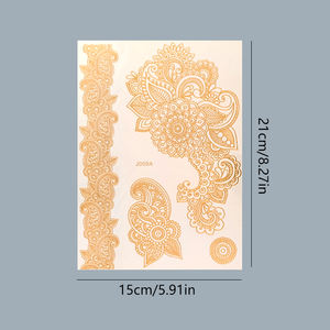 Autocollants au henné personnalisés Gloden Tatouage étanche doré en papier sexy Tatouage temporaire d'art corporel pour femmes de 6 mois - Product Image 2