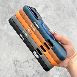 เคสโทรศัพท์หนังแฟชั่น L178 พร้อมเลนส์โลหะป้องกันกล้อง หมุนได้ 360 องศา °   ที่ยึดแบบหมุนได้สำหรับ iPhone 13~17 Pro Max - Product Image 4