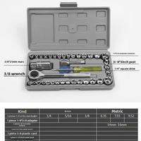 Kit de clés à cliquet en acier à haute teneur en carbone Kejian de 40 pièces avec embouts, tournevis et boîte à outils pour la réparation de machines