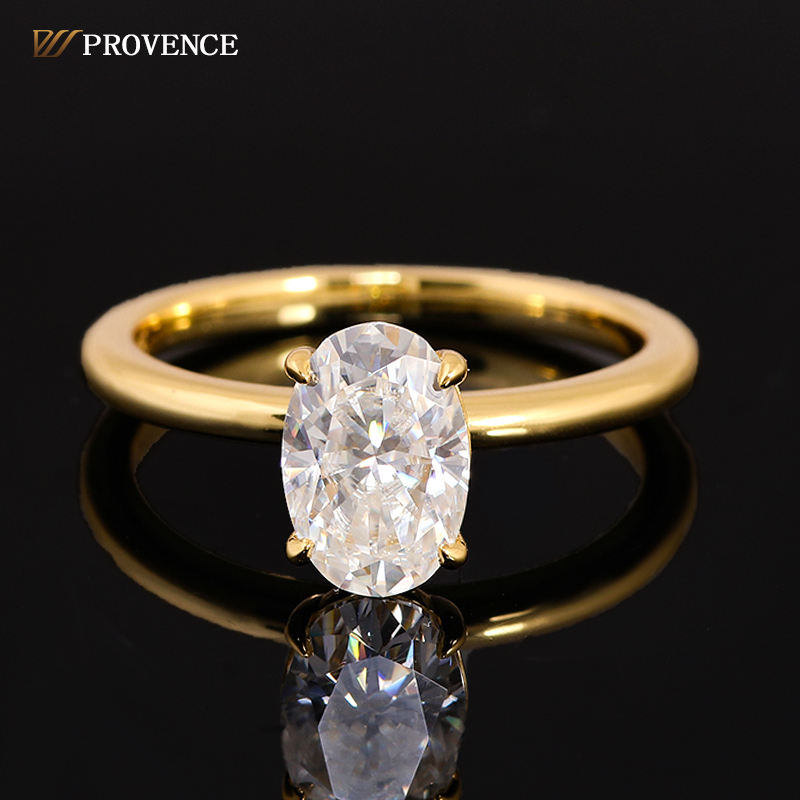 Bague moissanite en or massif 18 carats véritable