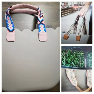 Custom 60cm 70cm Cotton Woven Replaceable Eva Tote Bag Strap Handle With Microfiber Leather And Plastic Buckles