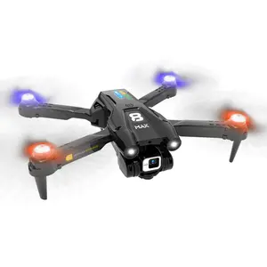 2024玩具YT163双摄像头4k彩色发光二极管叶片避障光流fpv可折叠四轴飞机直升机无人机