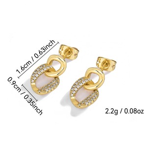2024 Luxury Design 5A Cubic Zircon Geometric Double Layer Circle Crystal 14K Gold Plated Drop Earrings Trendy Brass Unisex Gift - Product Image 2