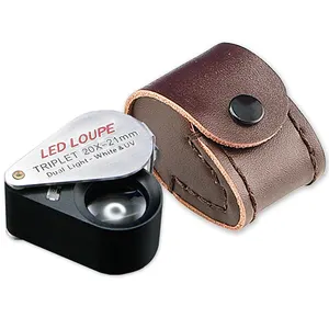 Folding Jewelry Loupe LED UV Optical Glass Lens Illuminated Jewelry Magnifier Identifying Diamonds Antique Stamps Currency Tools