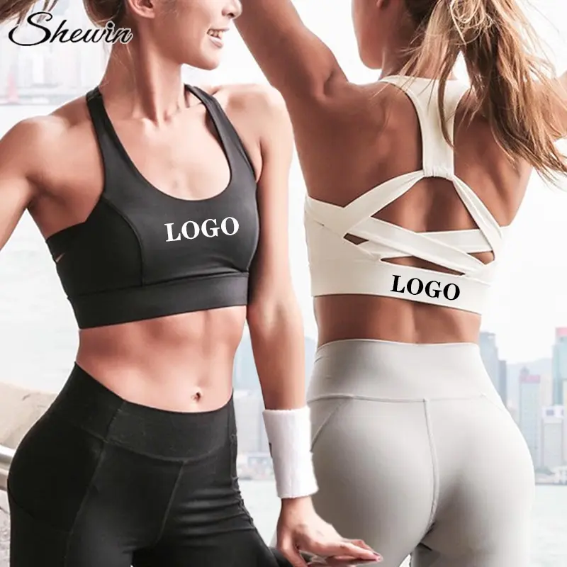 Custom Logo Design Women Back Buckle Crisscross Sport Bra Top Fitness High Impact Seamless Sports Bra