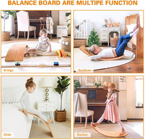 YC OEM eğitim Fitness Yoga ahşap çocuklar için ayakta denge kurulu gökkuşağı denge kurulu Wobble kurulu ahşap çift - Product Image 2