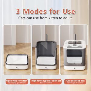 Bac à litière pour chats entièrement fermé, grand format, en acier inoxydable, avec tiroir, toilette pour chats, bac à litière pour chats en acier inoxydable de grande taille - Product Image 4