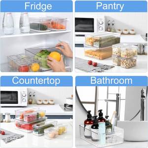 Essentiels de cuisine, boîte de rangement pour aliments en plastique transparent pour réfrigérateur, boîte de rangement pour légumes - Product Image 5