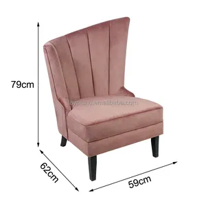 Neueste Designs Nordic Accent Chair, Luxus Pink Velvet Wing Back Chair für Wohnzimmer