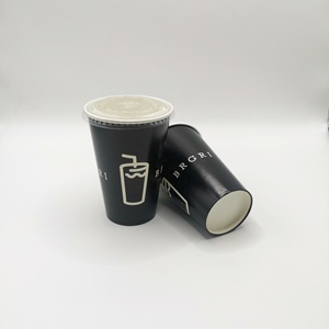 Gobelets en papier biodégradables de 12 oz et 22 oz avec couvercles, personnalisés avec logo imprimé en rose, rouge et noir, pour cola et café, vente en gros à prix réduit - Product Image 6