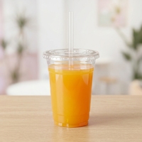 Lot de 100 gobelets jetables transparents de 16 oz pour boissons glacées, avec paille et couvercle, qualité alimentaire, idéal pour pique-niques, mariages et boissons froides