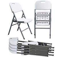 Chaises pliantes en plastique blanc location d'événements HDPE capacité de poids empilable pliable Portable réunion fête chambre entrepôt