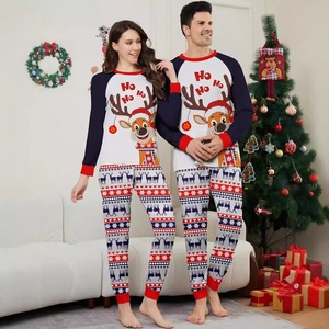 Piyama Natal Keluarga Motif Fair Isle Sublimasi Kustom, Set Seragam Lengan Raglan, Motif Rusa Ho Ho Ho, Pakaian Tidur Natal - Product Image 2