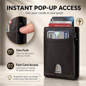 Portefeuille Pop-up en Cuir Crazy Horse Vintage Personnalisé avec Blocage RFID pour Hommes, <span class=keywords><strong>Porte</strong></span>-cartes de Crédit Intelligent en Métal et Cuir Premium - Product Image 3
