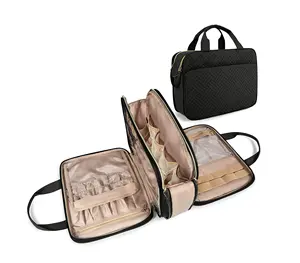 Özel taşınabilir teslim makyaj çantaları su geçirmez pamuk seyahat tuvalet çantası makyaj kozmetik çantası asılı kanca ile