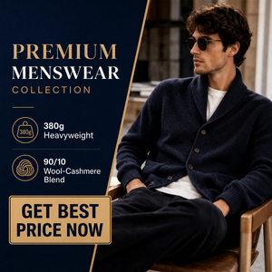 <span class=keywords><strong>Cardigan</strong></span> da <span class=keywords><strong>Uomo</strong></span> con Collo a Scialle, 90% Lana Merino 10% Cashmere, Lavorato a Maglia, <span class=keywords><strong>Blu</strong></span> Navy, Manica Regolare, Chiusura a Bottone Singolo, OEM - Product Image 1