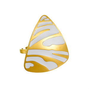 Geometric Triangle Ring Gold White Enamel Adjustable Unisex Fashion Jewelry Party Statement Piece - Product Image 5