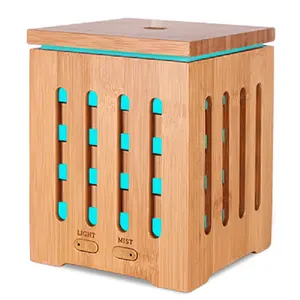 200ml Bamboo Cube Design Ultrasonic Fragrance Aroma Diffuser Lamp Electric Air Humidifier