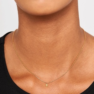 Gioielli Boho 925 argento <span class=keywords><strong>semplice</strong></span> Solitarie Baguette Cubic Zirconia collana Pedant - Product Image 4