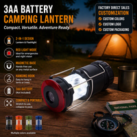 Lanterne de camping LED pliable alimentée par batterie 2-en-1 lampe de poche avec lumière de secours avec et base magnétique