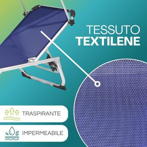 Lettino Prendisole in Alluminio Blu 190x60x80 Cm con Tettoia Parasole, Carico Massimo 120 Kg, Struttura Tubolare, Arredo da Giardino - Product Image 3