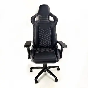 2020 새로운 스타일 블랙 PVC 가죽 조절 화이트 스티치 새로운 팔걸이 경주 사무실 의자