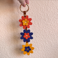 Breloques de fleurs colorées pour porte-clés, pendentif de décoration pour sac, breloques en cuir pour sac à main, bricolage