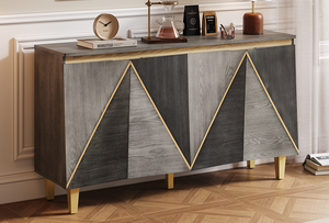 Modern Hotel <b>Sideboard</b> Cabinet with <b>Storage</b> 4-Door Doors Dimensional Effect Adjustable Shelves for Dining Room - Product Image 6