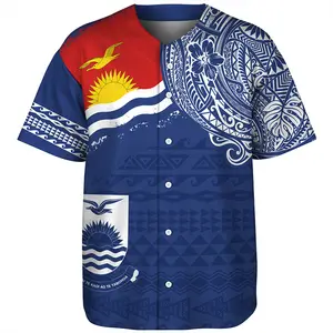 基里巴斯定制个性化棒球衬衫波利尼西亚部落纹身运动衫男士工厂热卖街装降船男士衬衫