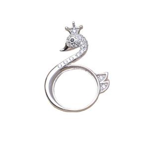 Pendentif Cygne en Argent S925, 14,8-15 mm, Motif Couronne, Composant de Bijoux pour Accessoires DIY, Composants de Bijoux en Perles - Product Image 4