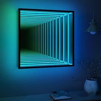 Lampe tunnel miroir infini, lumière nocturne LED 3D à miroir unilatéral, lumière sensorielle infinie