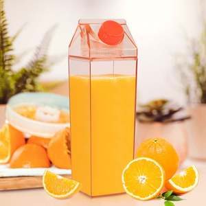 Fashion Cute Sports Milk Carton Shape <b>Kids</b> Plastic Portable Drinking Transparent Leak-Proof Dishwasher Safe <b>Party</b> Push-Pull Lid - Product Image 4