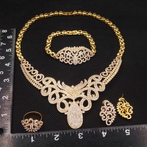 Ensemble de bijoux plaqués or 24k pour femmes, de haute qualité, de luxe, de dubaï, cadeau de mariée plissé, en alliage d'or 18k - Product Image 3