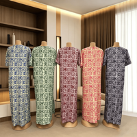 Robe longue maxi caftan à manches courtes pour femmes africaines, grande taille, imprimé floral géométrique, tenue islamique