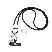 Cable de Carga Rápida USB-C 4 en 1 de 60W con Correa para Teléfono, Correa Cruzada de Nailon, Logotipo Personalizado, Regalo Promocional Corporativo