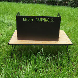 Parabrisas para estufa de camping Folfox, 40x24,5 cm, placa plegable portátil de metal de tres pliegues a prueba de viento para uso en exteriores - Product Image 5