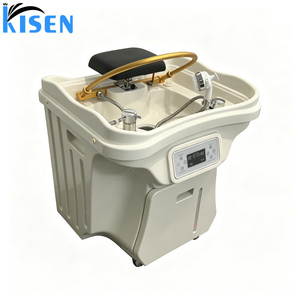 Nouvelle conception de bac à shampoing portable KISEN, machine à shampoing de style japonais pour spa capillaire avec 2 réservoirs d'eau et un coussin de soutien. - Product Image 3
