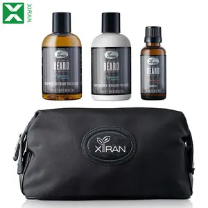 Kit de aseo de barba de marca privada para hombre, lavado de barba, acondicionador y aceite, tamaño de viaje, personalizado, Vegano, reducción de la piel seca, juego de cuidado de la barba