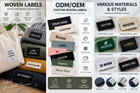 Étiquettes tissées personnalisées pour vêtements, logo de marque personnalisé, accessoires vestimentaires OEM