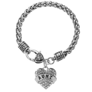 Pulsera personalizada de aleación de Zinc, colgante de corazón de cristal para maestro/mamá/hermana, para regalo - Product Image 3